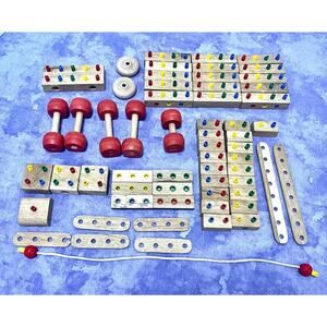 Yeal Wood Toys #210 Build Vehicles & More Blocks Stacking 61 Pcs